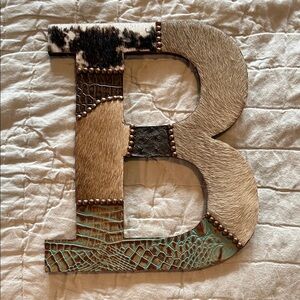Cowhide and Leather Decorative Letter B